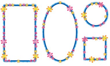 Beyaz arkaplanda izole edilmiş boş alanı olan güzel dekoratif çerçeveler, vektör illüstrasyonu 