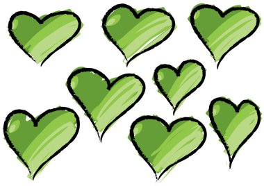 Güzel dekoratif kalp koleksiyonu, aşk konsepti 