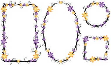 Beyaz arkaplanda izole edilmiş boş alanı olan güzel dekoratif çerçeveler, vektör illüstrasyonu 