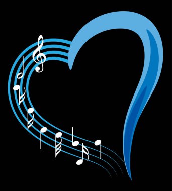 Bir müzik notası ve kalbin vektör çizimi