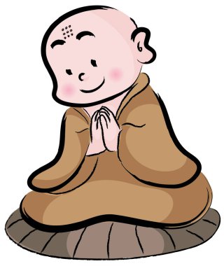 Çizgi film çizimi düz Buda, vektör, illüstrasyon, Budizm dini kavramı 