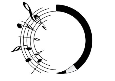 Bir müzik notası ve kalemin vektör çizimi 