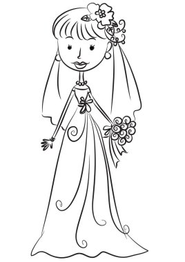 Gelinlik giymiş bir gelinin vektör çizimi