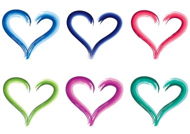 Güzel dekoratif kalp koleksiyonu, aşk konsepti 