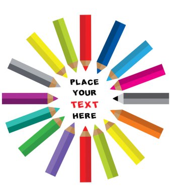 Beyaz arkaplanda izole edilmiş renkli kalemler