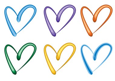 Güzel dekoratif kalp koleksiyonu, aşk konsepti 