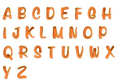 beyaz arkaplanda izole edilmiş çizgi film dekoratif alfabesi, vektör illüstrasyonu