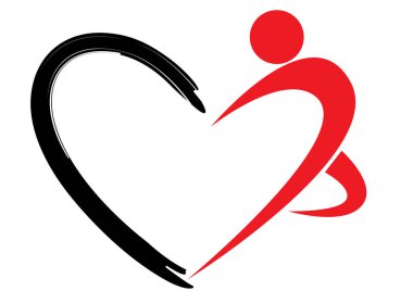 Beyaz arkaplanda bir kalp şeklinin vektör çizimi 