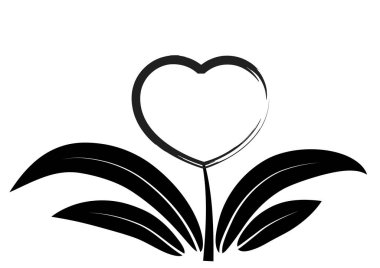 bir kalp şeklinin siyah ve beyaz vektör çizimi