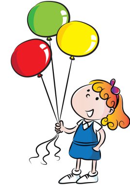 Balonlu bir kızın resmi