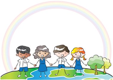 Green Park 'taki çizgi film çocuklarının vektör çizimi