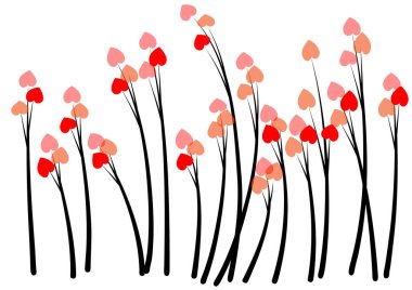 Kırmızı ve beyaz çiçeklerin vektör çizimi