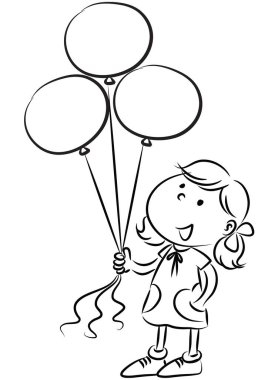 Küçük kız elinde balon tutuyor