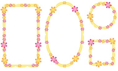 Beyaz arkaplanda izole edilmiş boş alanı olan güzel dekoratif çerçeveler, vektör illüstrasyonu 