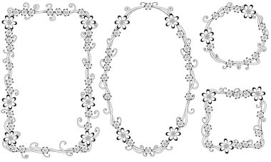 Beyaz arkaplanda izole edilmiş boş alanı olan güzel dekoratif çerçeveler, vektör illüstrasyonu 