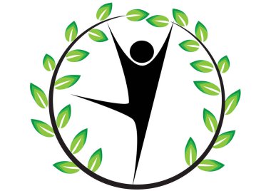 Yaprak ikonu vektör illüstrasyonlu yeşil ağaç