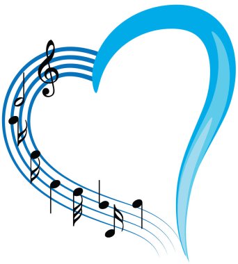 Bir müzik notası ve kalbin vektör çizimi  