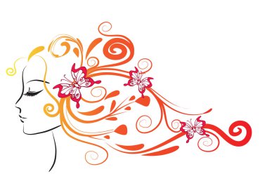 Çiçekli güzel kız.