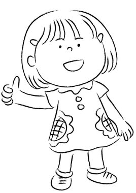 Küçük tatlı bir kızın vektör çizimi