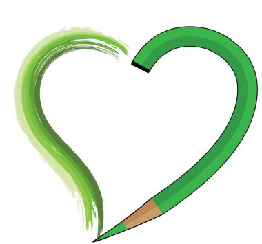 Kalem ve işaret ile kalp şekli