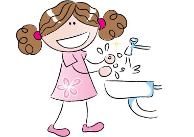 Küçük bir kızın sevimli çizgi film karakterinin vektör çizimi