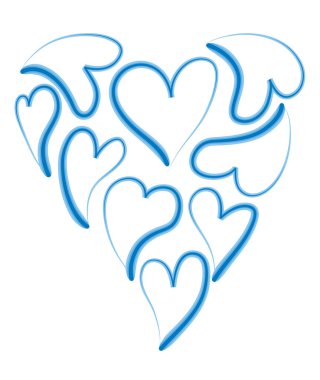 beyaz arkaplanda izole edilmiş karikatür biçiminde kalp şekli simgesi