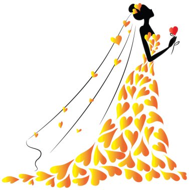 Beyaz arka planda izole edilmiş gelinlik içinde güzel bir gelin, evlilik kavramı. 