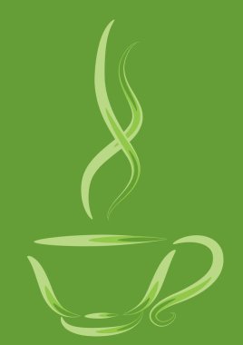 Yeşil arkaplanda kahve fincanı simgesi