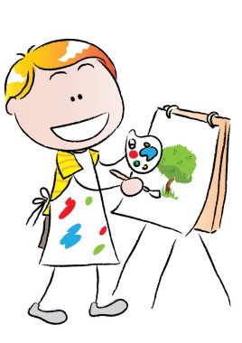 Fırçalı bir kız ve erkek.