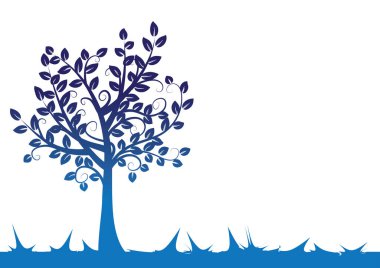 Yaprakları ve bitkileri olan vektör ağacı