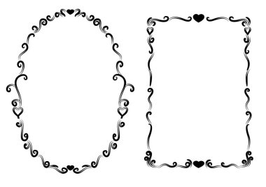 Siyah ve beyaz çerçevelerden oluşan vektör kümesi 