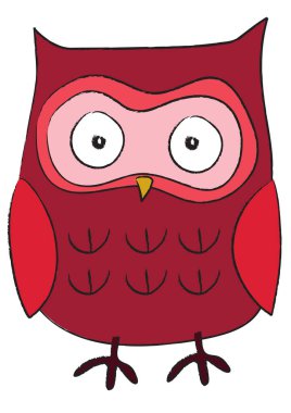 Beyaz arka planda sevimli çizgi film baykuşu