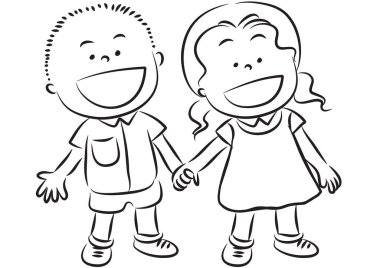 Bir kız ve bir erkek çizimi.