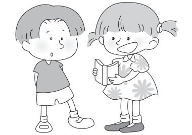 Bir erkek ve bir kızın çizimi