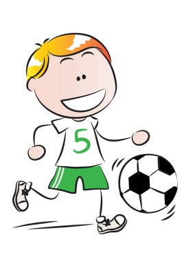 Futbol topu çizgi film karakteri çizimi yapan çocuk