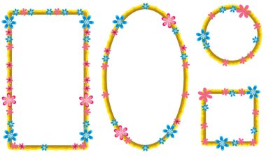 Beyaz arkaplanda izole edilmiş boş alanı olan güzel dekoratif çerçeveler, vektör illüstrasyonu 