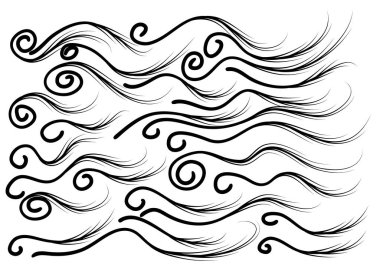 Tasarım için siyah ve beyaz girdap elementinin vektör kümesi