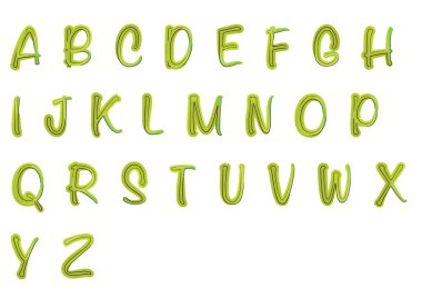 beyaz arkaplanda izole edilmiş çizgi film dekoratif alfabesi, vektör illüstrasyonu