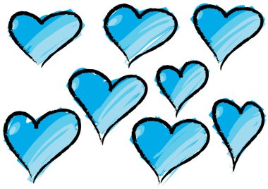 Güzel dekoratif kalp koleksiyonu, aşk konsepti 