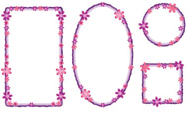 Beyaz arkaplanda izole edilmiş boş alanı olan güzel dekoratif çerçeveler, vektör illüstrasyonu 