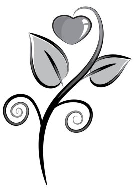 Bitkinin üzerindeki kalbin vektör illüstrasyonu    