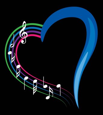 Bir müzik notası ve kalbin vektör çizimi