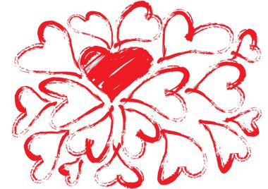 Güzel dekoratif kalp koleksiyonu, aşk konsepti 