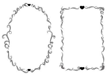 Siyah ve beyaz çerçevelerden oluşan vektör kümesi.