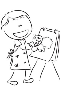 Boyayla çizim yapan çocuk