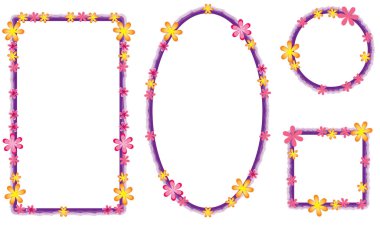 Beyaz arkaplanda izole edilmiş boş alanı olan güzel dekoratif çerçeveler, vektör illüstrasyonu 