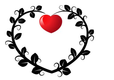 kırmızı kurdeleli kalp şekli tasarımı