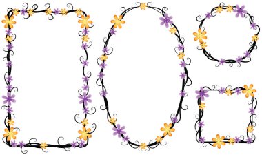 Beyaz arkaplanda izole edilmiş boş alanı olan güzel dekoratif çerçeveler, vektör illüstrasyonu 