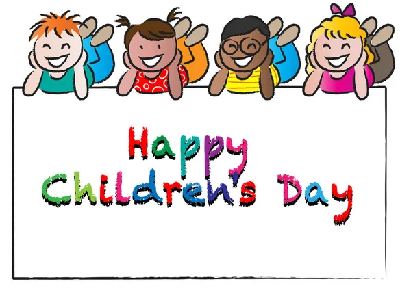 Mutlu Çocuklar Renkli Kağıtlar Komik Çocuklar — Stok Vektör