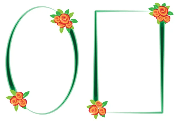 Set Schöner Dekorativer Rahmen Mit Blumen Auf Weißem Hintergrund Vektor — Stockvektor